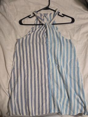 O'Neill Striped Halter Top in Blue and Light Blue
